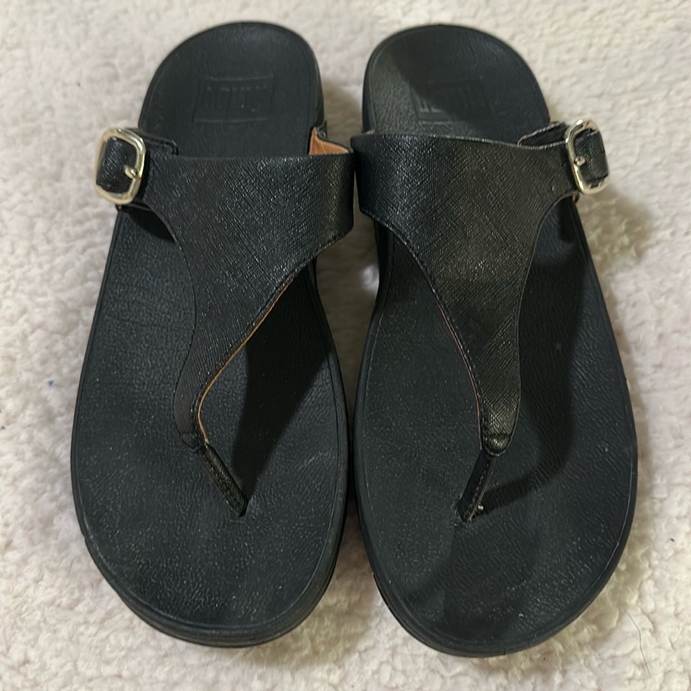 Fitflop thin strap sandals with gold buckles